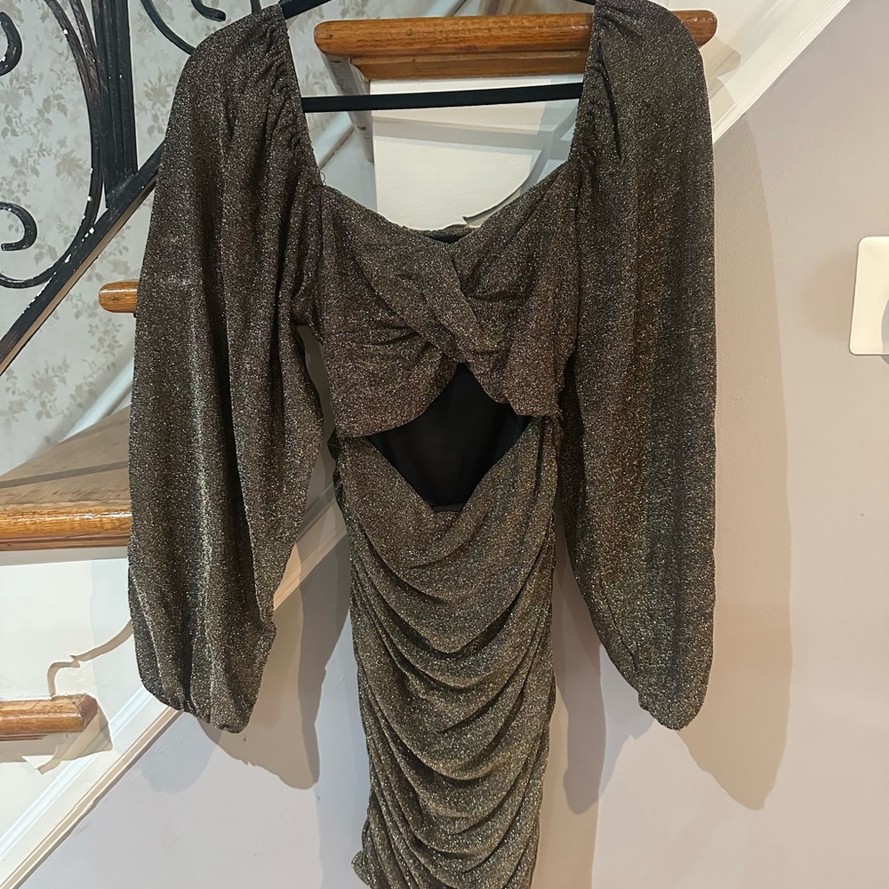 Forever 21 Metallic Long Sleeve Dress